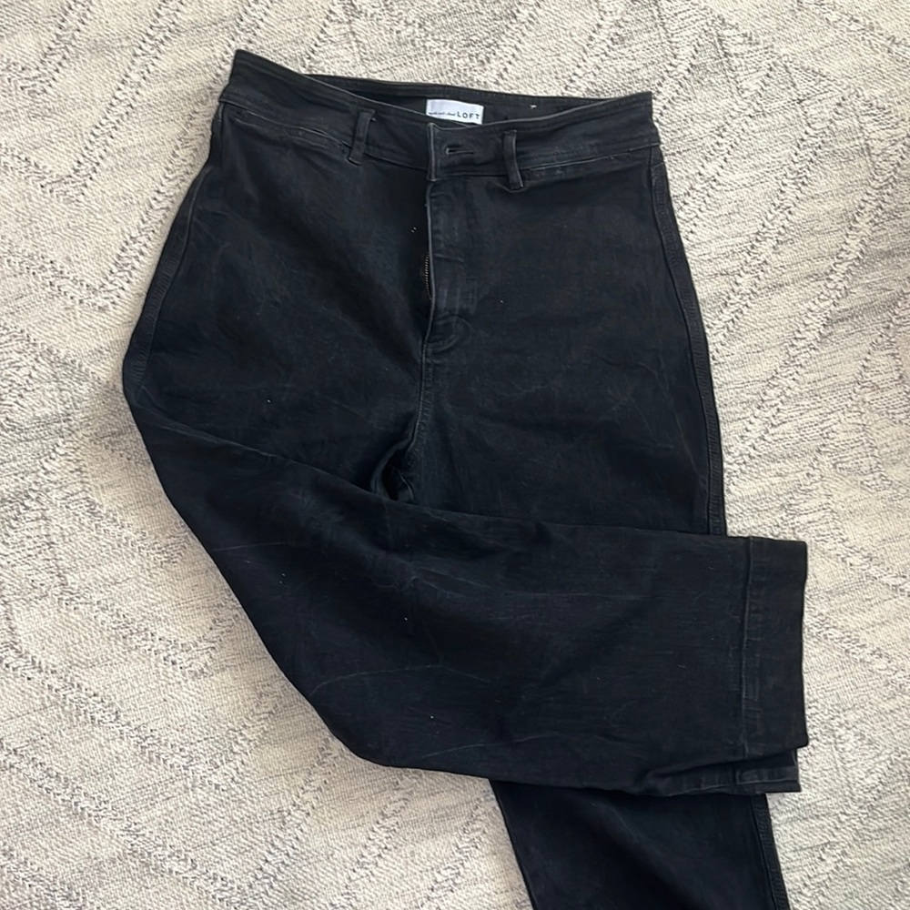Loft high waist slim wide leg black jeans